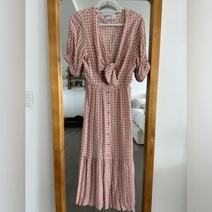 Gingham tie front dress